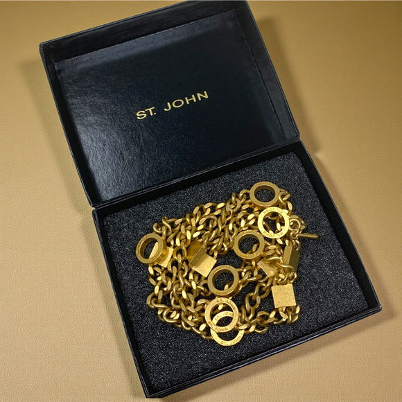 St. John Matte Gold Tone Link Chain Belt 40\